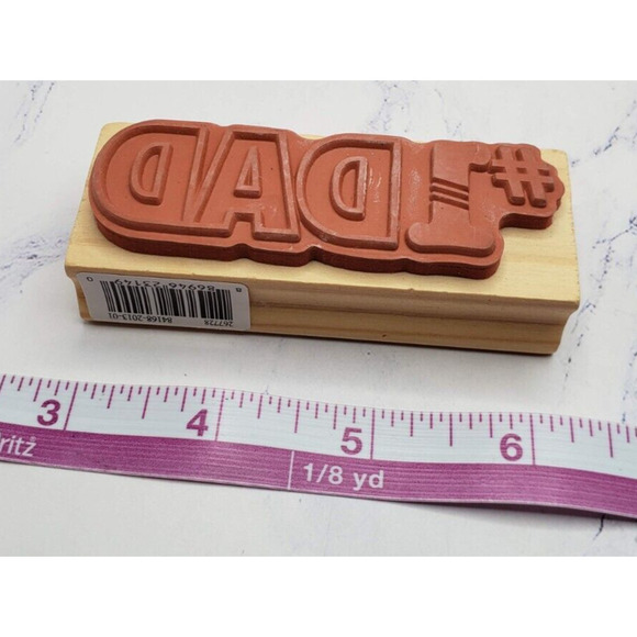 Recollections Number One Dad Bold Script Wood Mounted Rubber Stamp - Picture 6 of 7